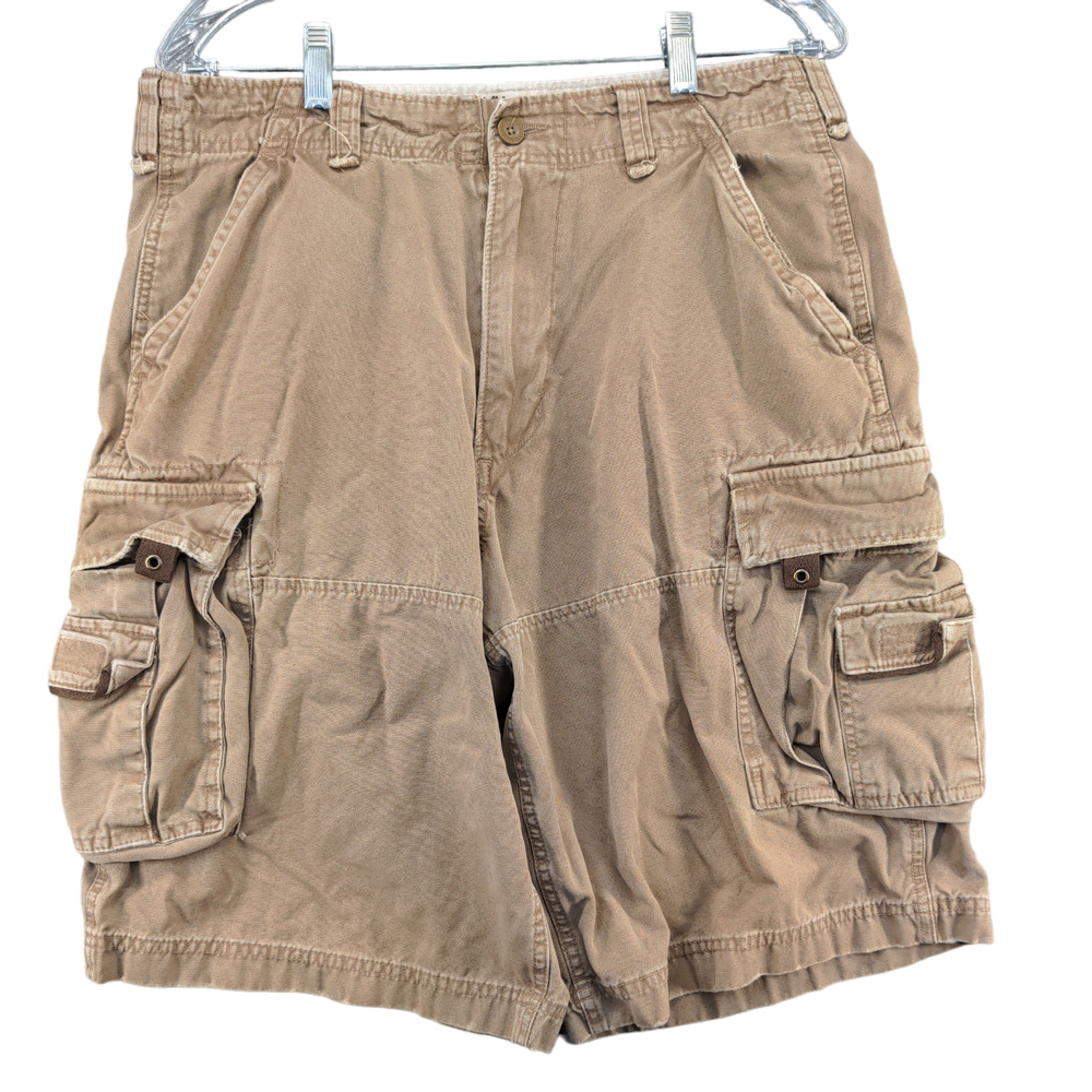 Machine Clothing Mens Cargo Shorts Tan Size 32 Cotton Pockets Outdoor